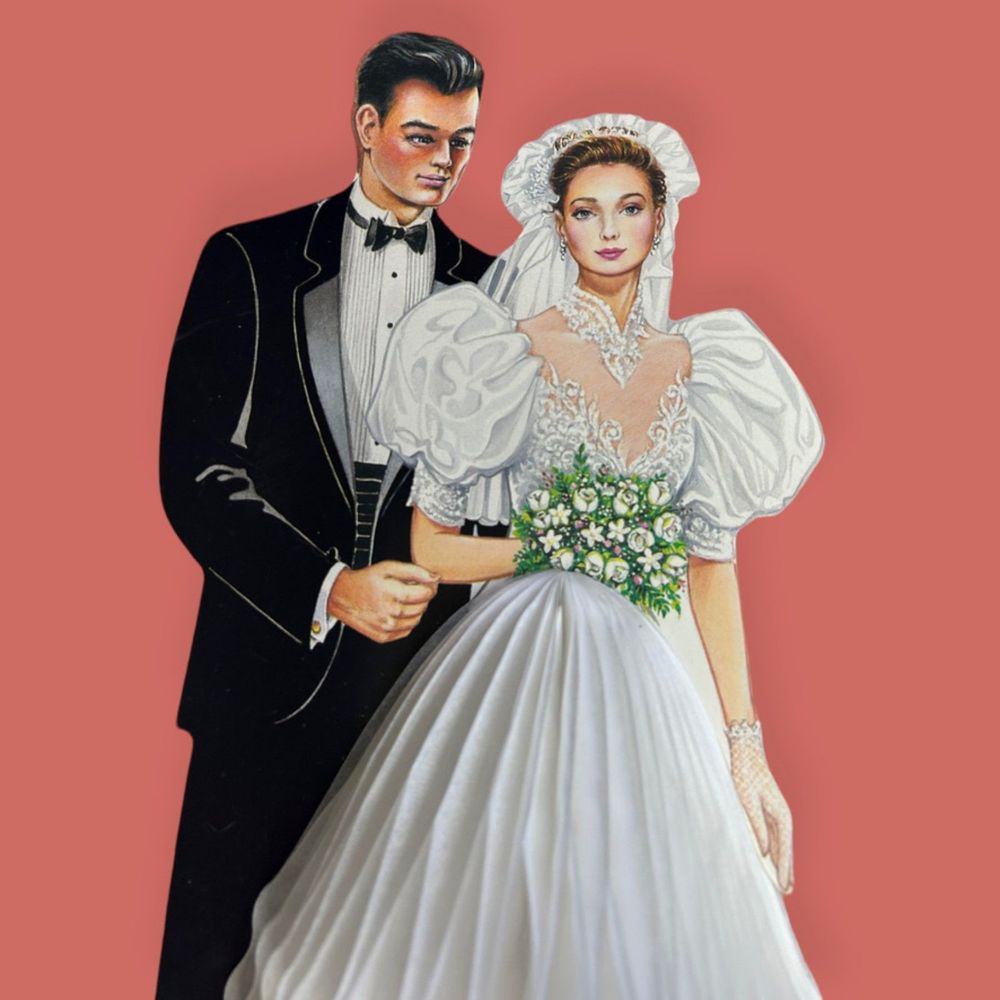 💒 VINTAGE 90S BEISTLE WEDDING BRIDE GROOM HONEY COMB TABLE DECORATION - Picture 2 of 5